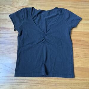 Brandy Melville Black Baby V-Neck Tee